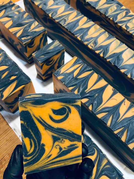 Tiger Tail, Walnut Scrub, fisherman/hunting soap, Vegan, Artisan Shea Butter soap,cold process handcrafted on Vancouver Island,Victoria,B.C.
