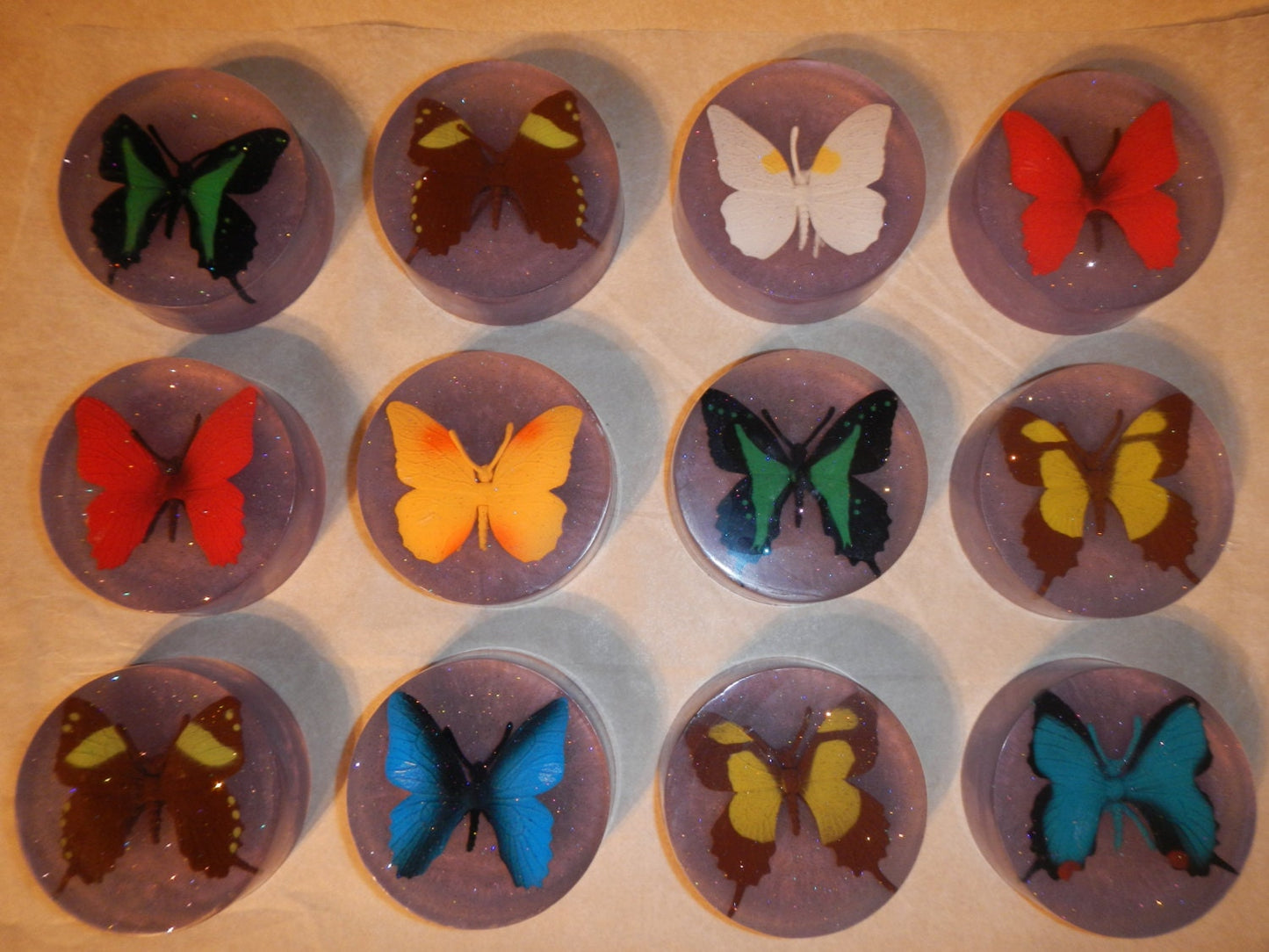Butterfly Soaps, 100% pure Lavender essential oil, naturally colored with amethyst mica.