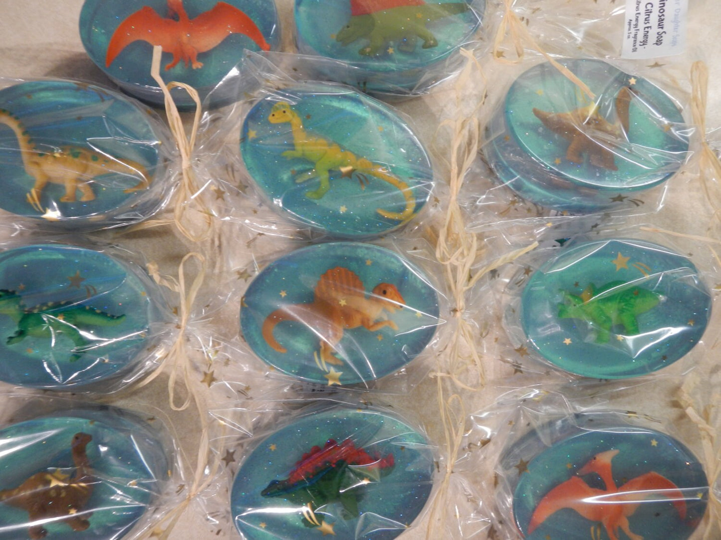 Dinosaur Soap, transparent soap with Toy Dinosaur,Birthday Gift soap, colourful dinosaur, handmade on Vancouver Island,Victoria, B.C. Canada