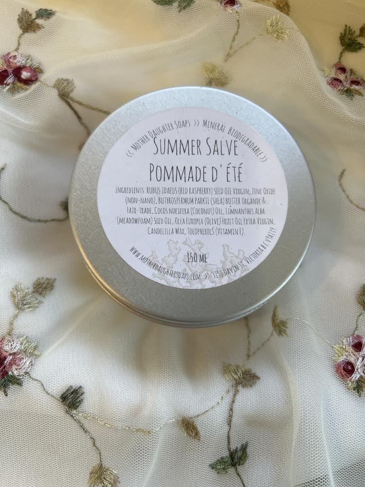 All Natural Mineral Summer Salve/Reef Safe/Paraben Free/Zinc Oxide Non-Nano/Organic Shea Butter/Red Raspberry Seed Oil/made on Vancouver Island