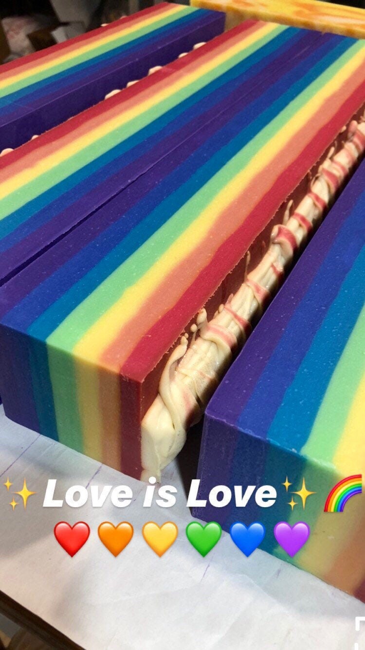 Love Is Love/Orange/Pineapple/Peach/Vanilla/Vegan/Artisan Soap/Organic Shea Butter/Handmade on Vancouver Island, Victoria B.C. Canada